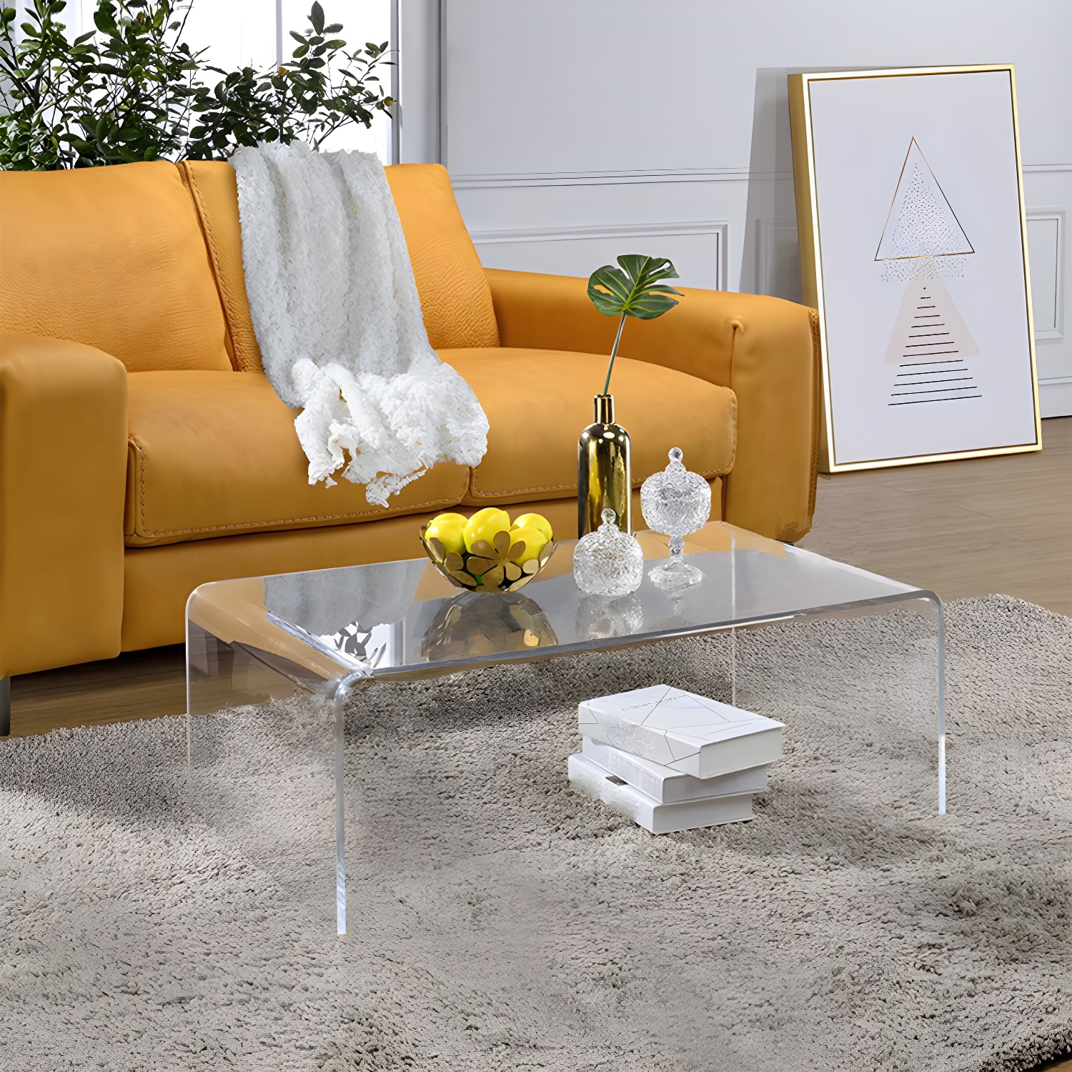 Modern Rectangle Coffee Table Acrylic Cocktail Table for Living Room - image 3