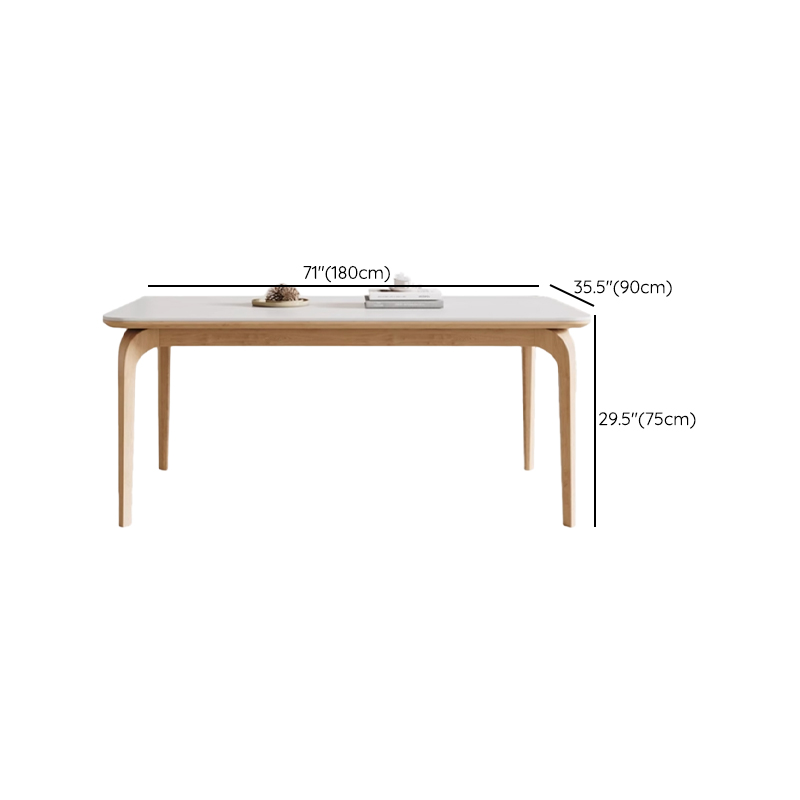 Dining Table Set with Slate Stone Fixed Table, Padded Chair Back for 6 People in White - image 10