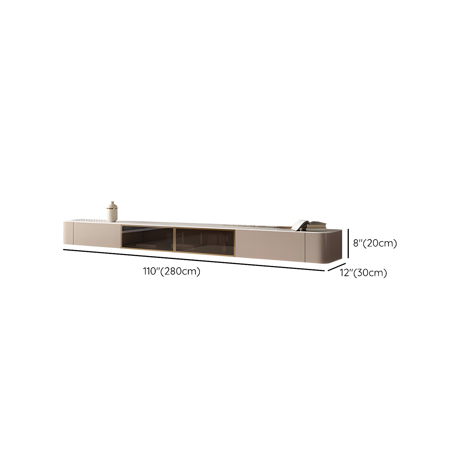 Brown Modern TV Stand with Floating Mount Design, Drawers, and Cable Management - image 19