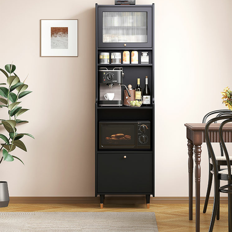 Living Room Use Simplistic Rectangle Black Wood Free Standing Utility Storage Cabinet with Knob Handle - image 3
