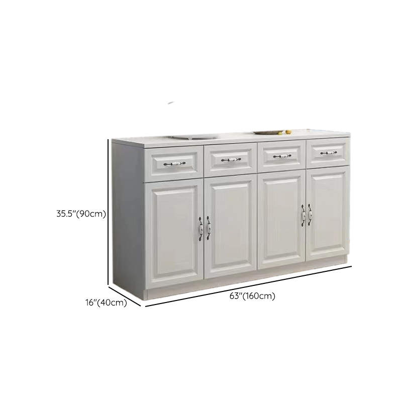 Chalk Sideboard with 4 Drawers, Standard Size, 1 Shelf, Manufactured Wood Countertop, 4 Doors, and Self-supporting Design - image 7