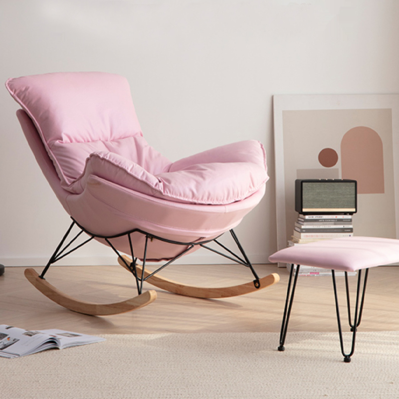 Modern Upholstered Rocking Chair Set with Slipcover and Ottoman - image 9