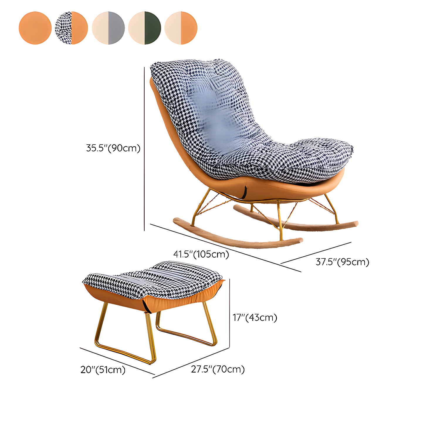 Modern Tufted Upholstered Rocking Chair with Natural Wood Legs - image 23