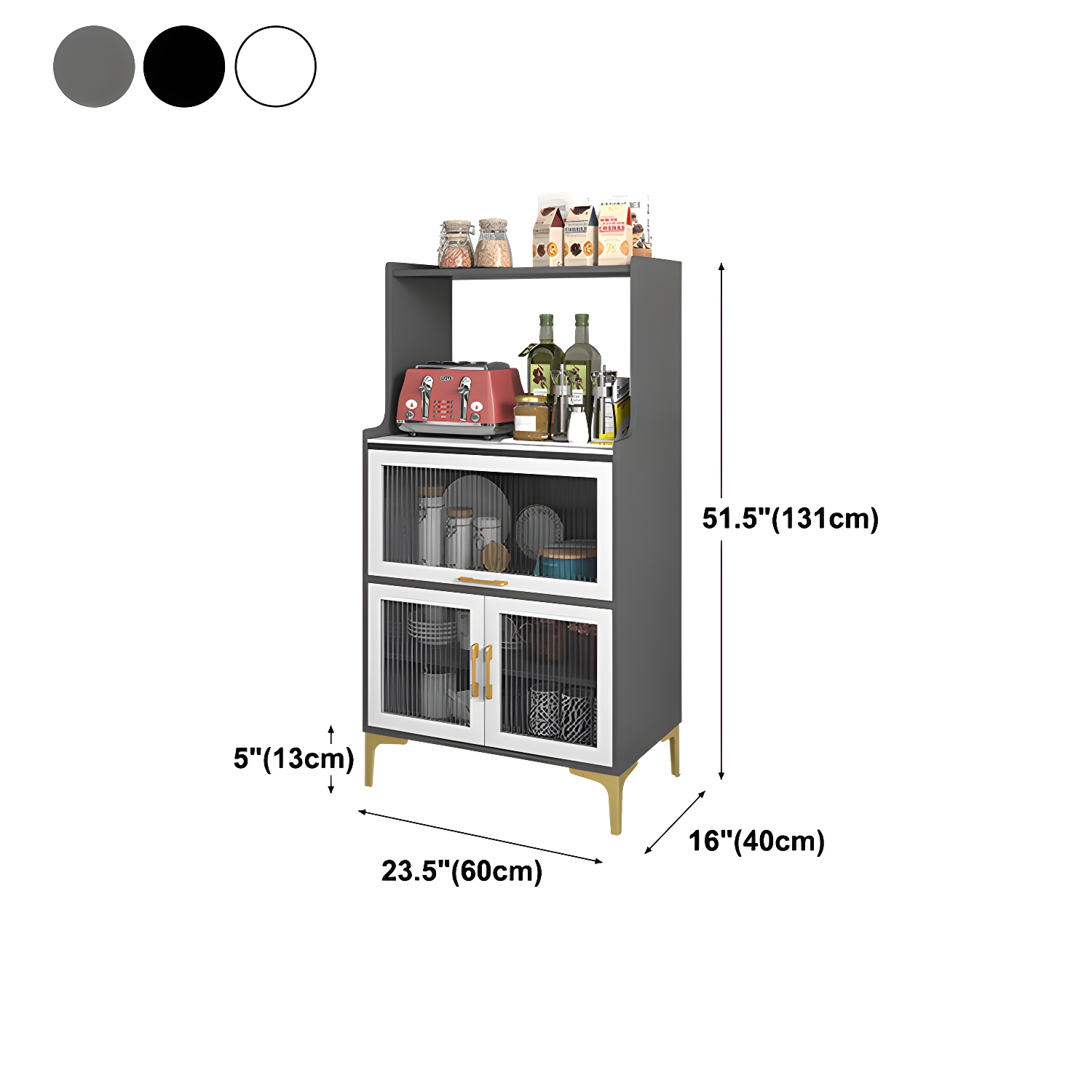 Sintered Stone Countertop Dining Server Manufactured Wood Kitchen Server with Glass Doors - image 17