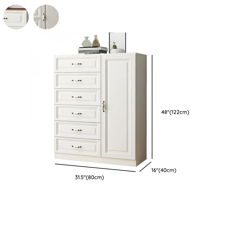 Sleeping Room Use Trendy White Wood Wardrobe Chest with Shelves - image 22