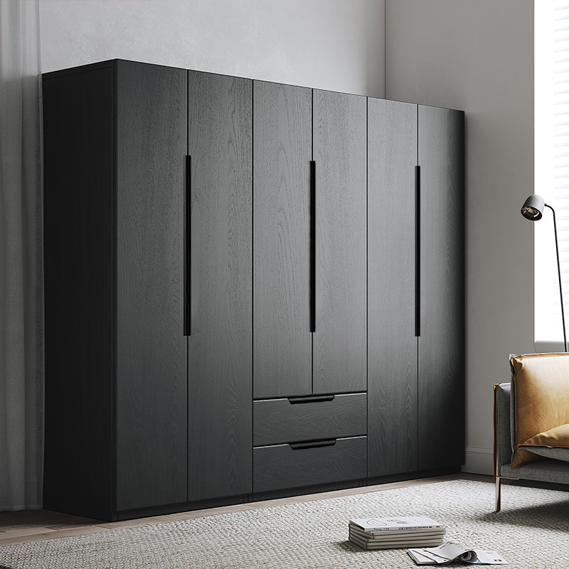 Ink Trendy Timber Wardrobe Armoire with Soft Close Drawer and Door, Interior Shelves, Clothing Rod - image 3