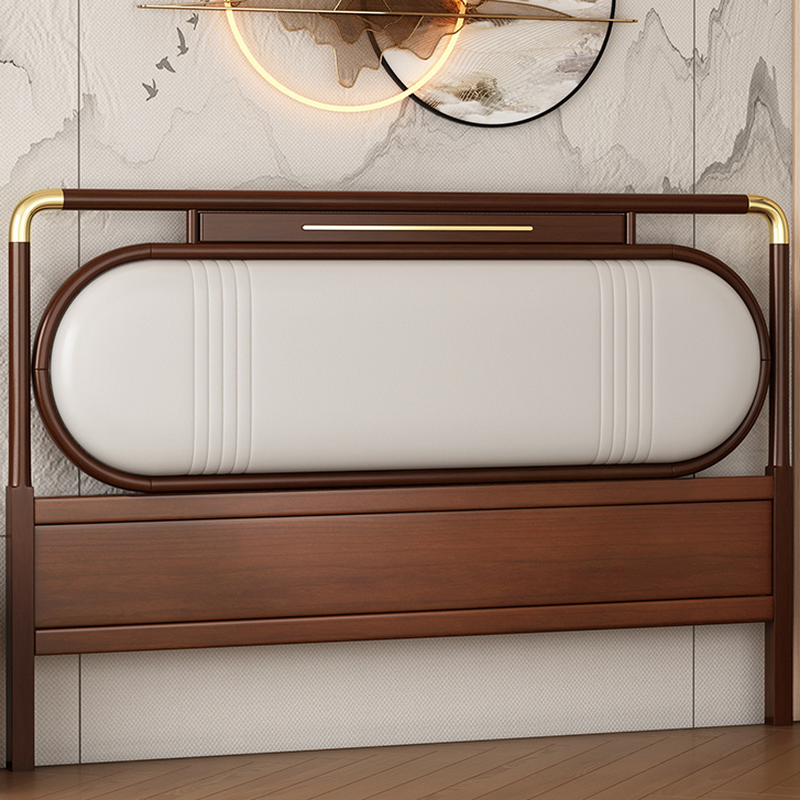 Modish No Distressing Timber Panel Headboard with Rectangle/Stepped Shape for Queen/King/Full Bed, Featuring Sponge Upholstery and Standard Height