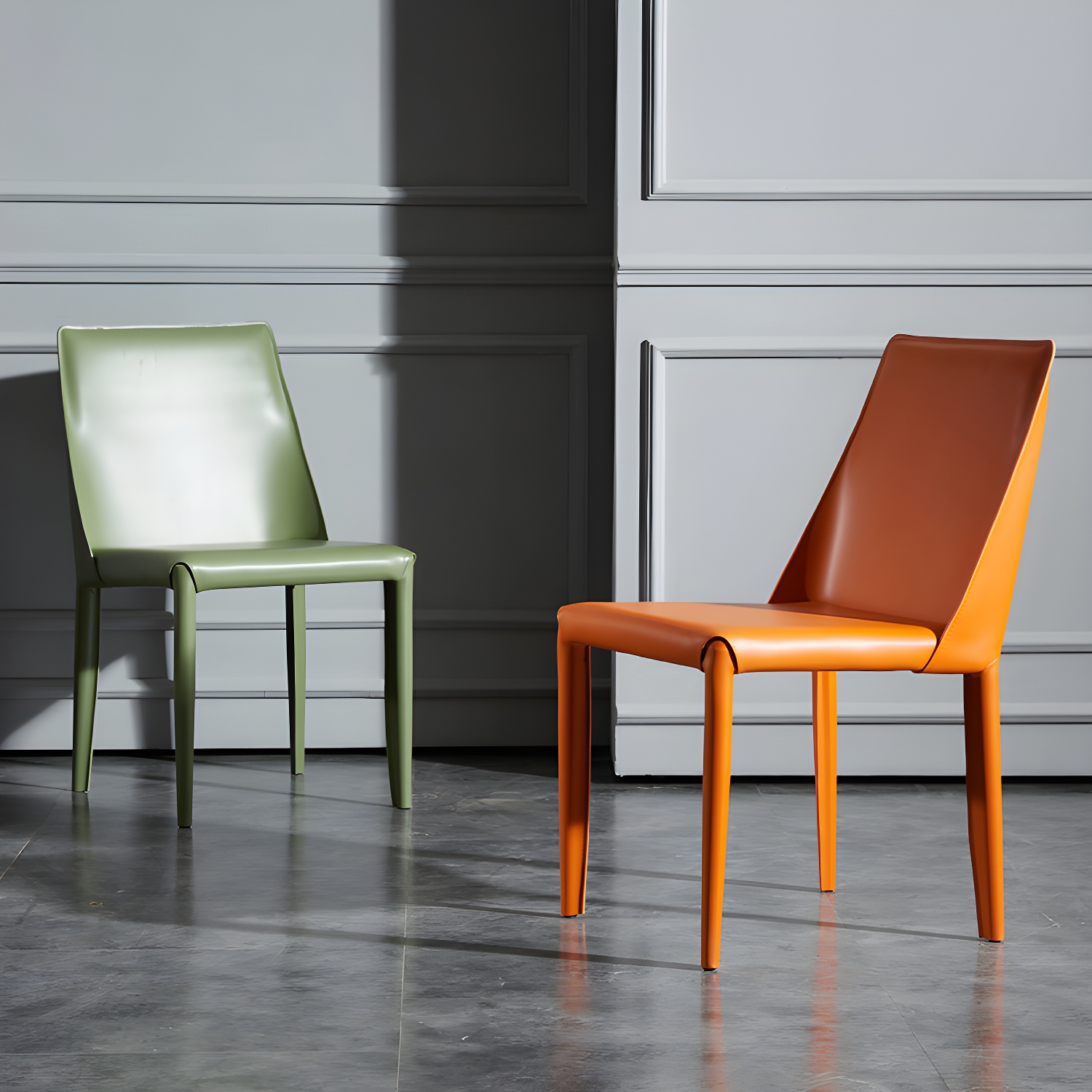 Solid Back Armless Dining Chairs Indoor Leather Side Chairs with Metal Legs - image 20