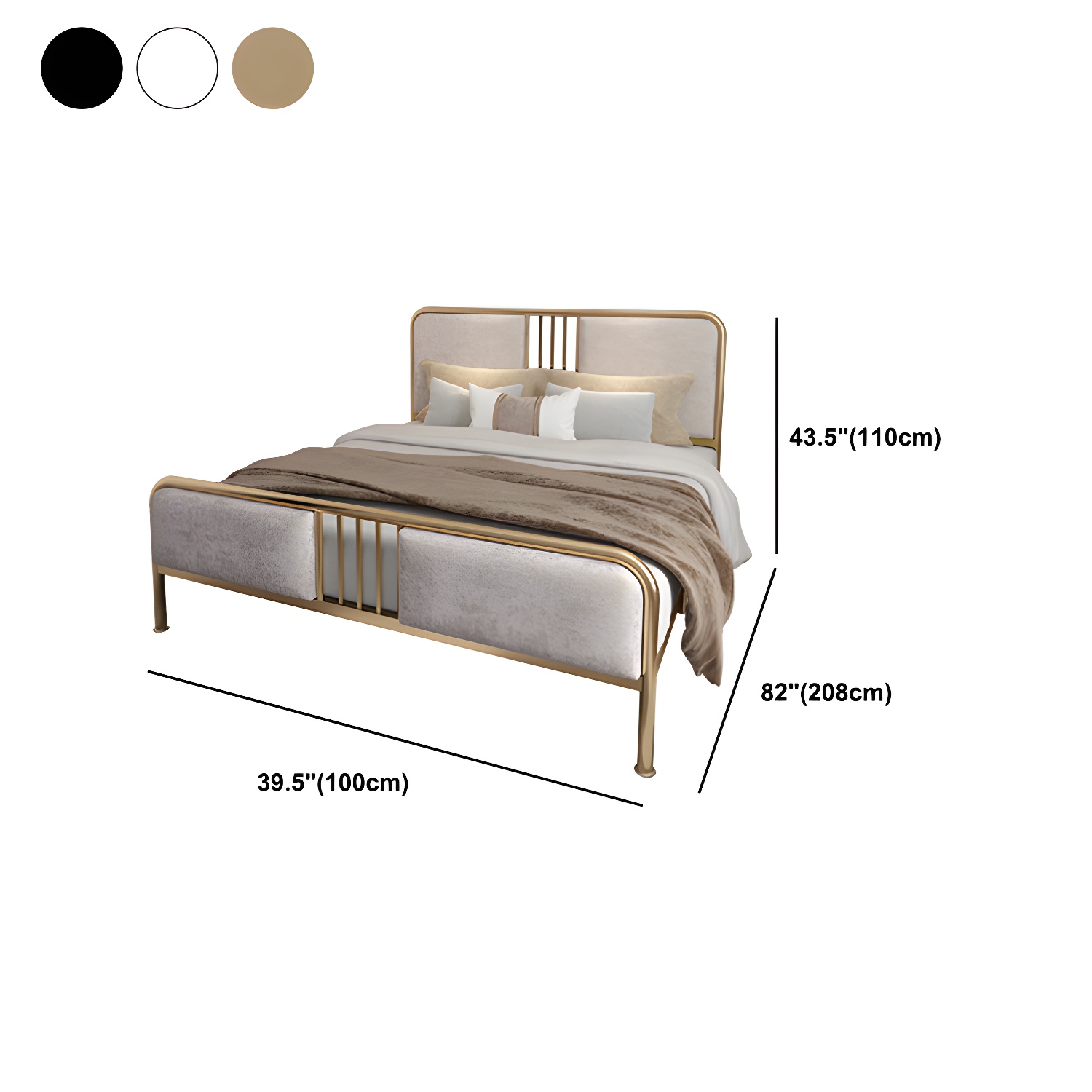 Glam Metallic Open-Frame Bed with Fabric Upholstered Headboard - image 12