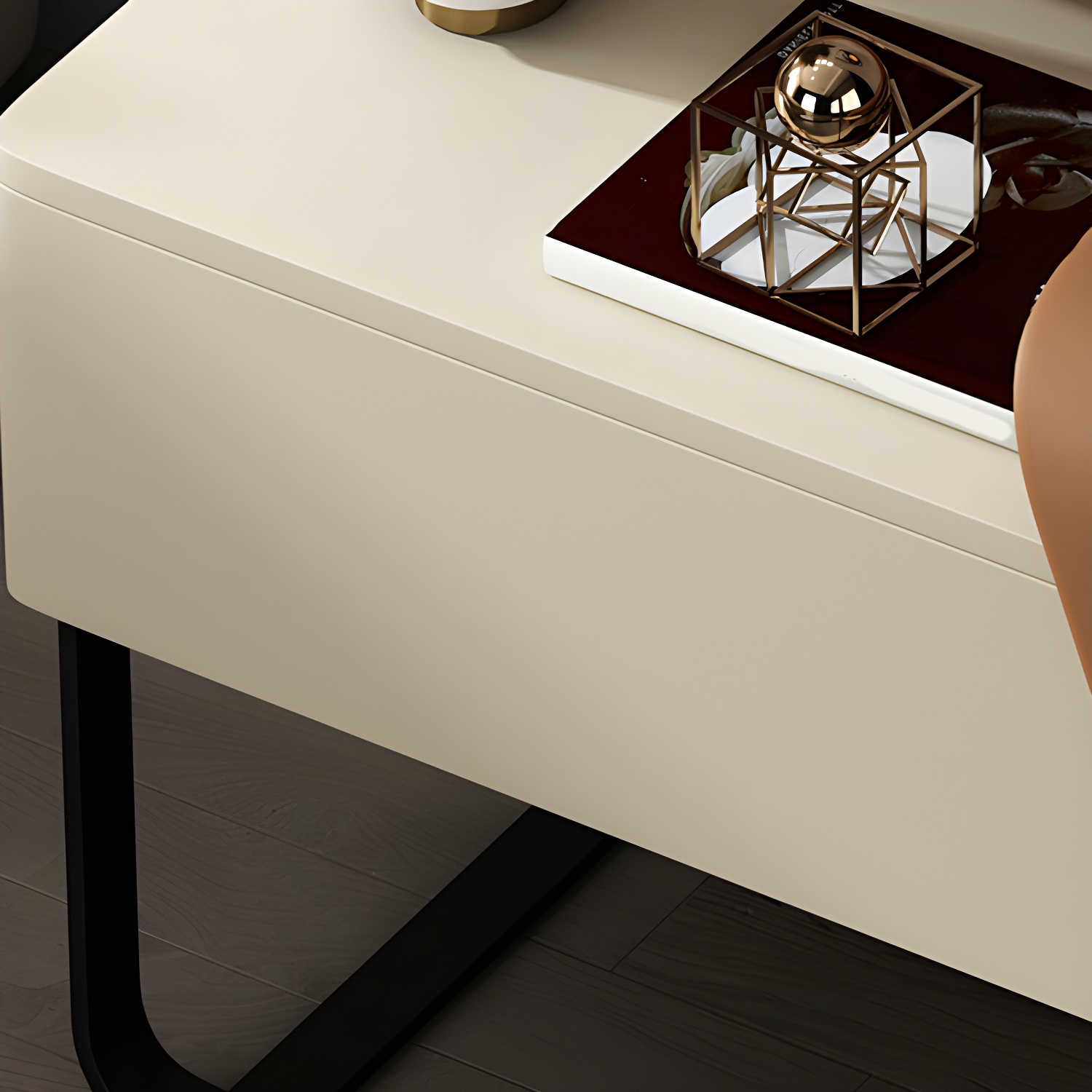 Modern Wooden Nightstand 19" Tall Sled Bedside Cabinet with Drawer - image 16