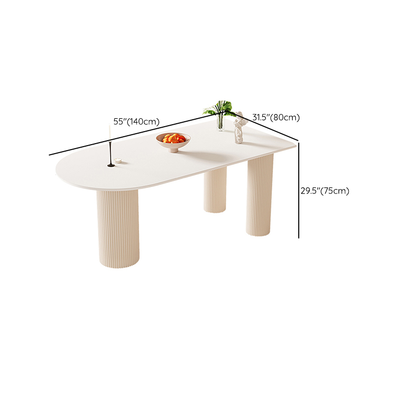 White Stone Surface 75cm Modern Kitchen & Dining Table with Metal Legs - image 12