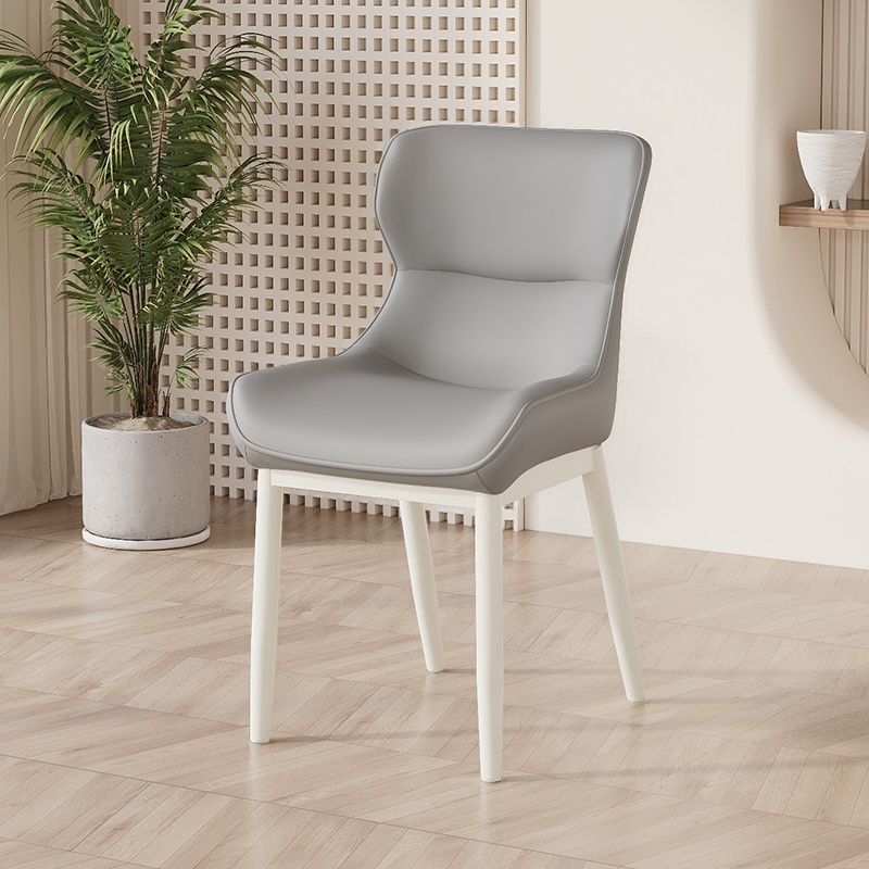 Contemporary Dinette Armless Chair with Solid Back Panel, Upholstered in Steel and Foot Pads - image 4