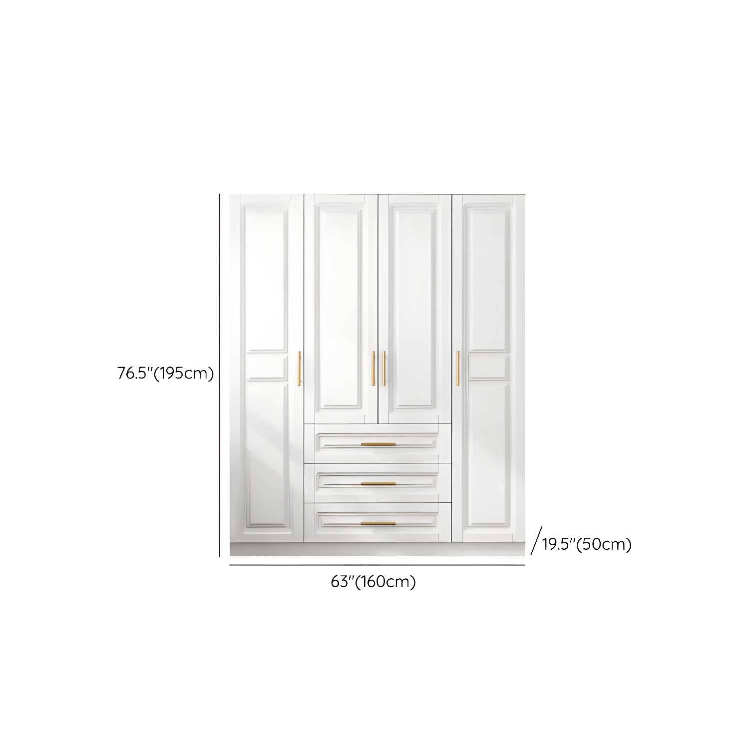 White Armoire Artificial Wood Wardrobe with Drawers and Clothes Rails Storage Cabinet - image 19
