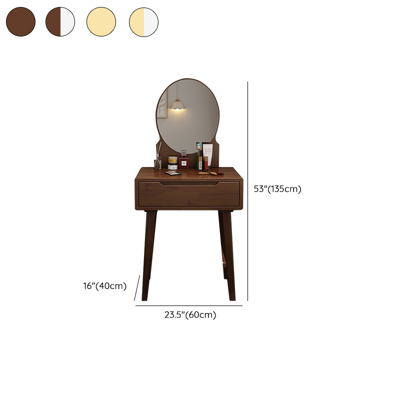 Contemporary Medium Wood Rubberwood Push-Pull Standing Makeup Vanity, No Suspended, Non-Upholstered Chair(s) - image 11