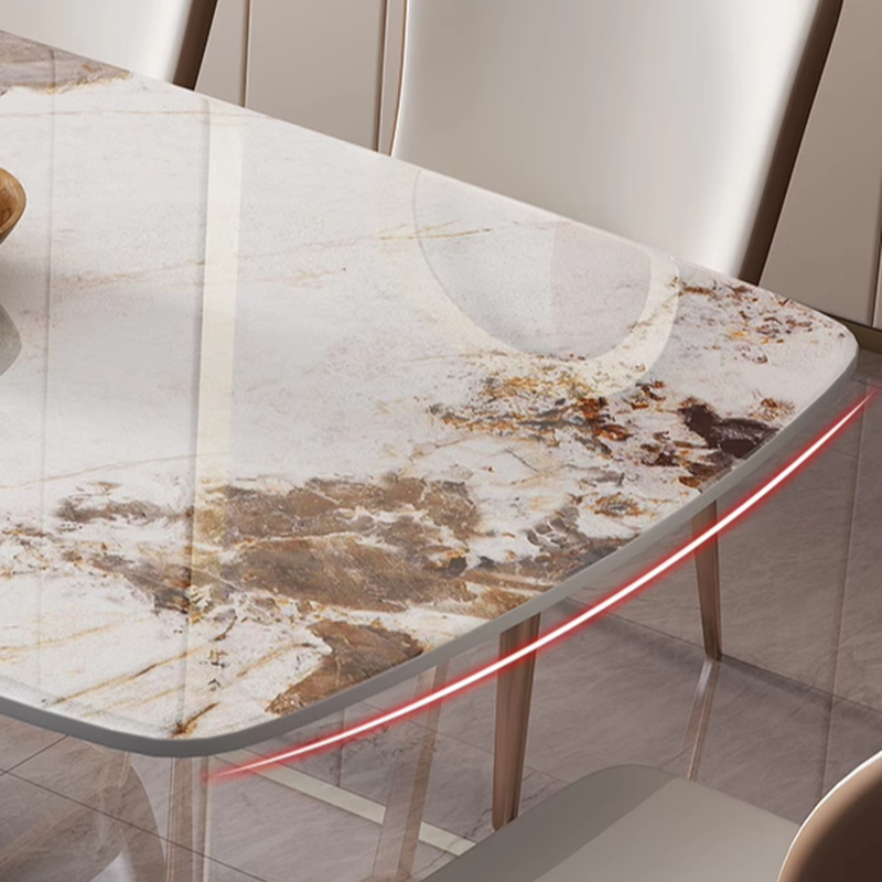 Modern Rectangle Slate Dining Table Set with Pedestal Base and Fixed Mechanism - image 5
