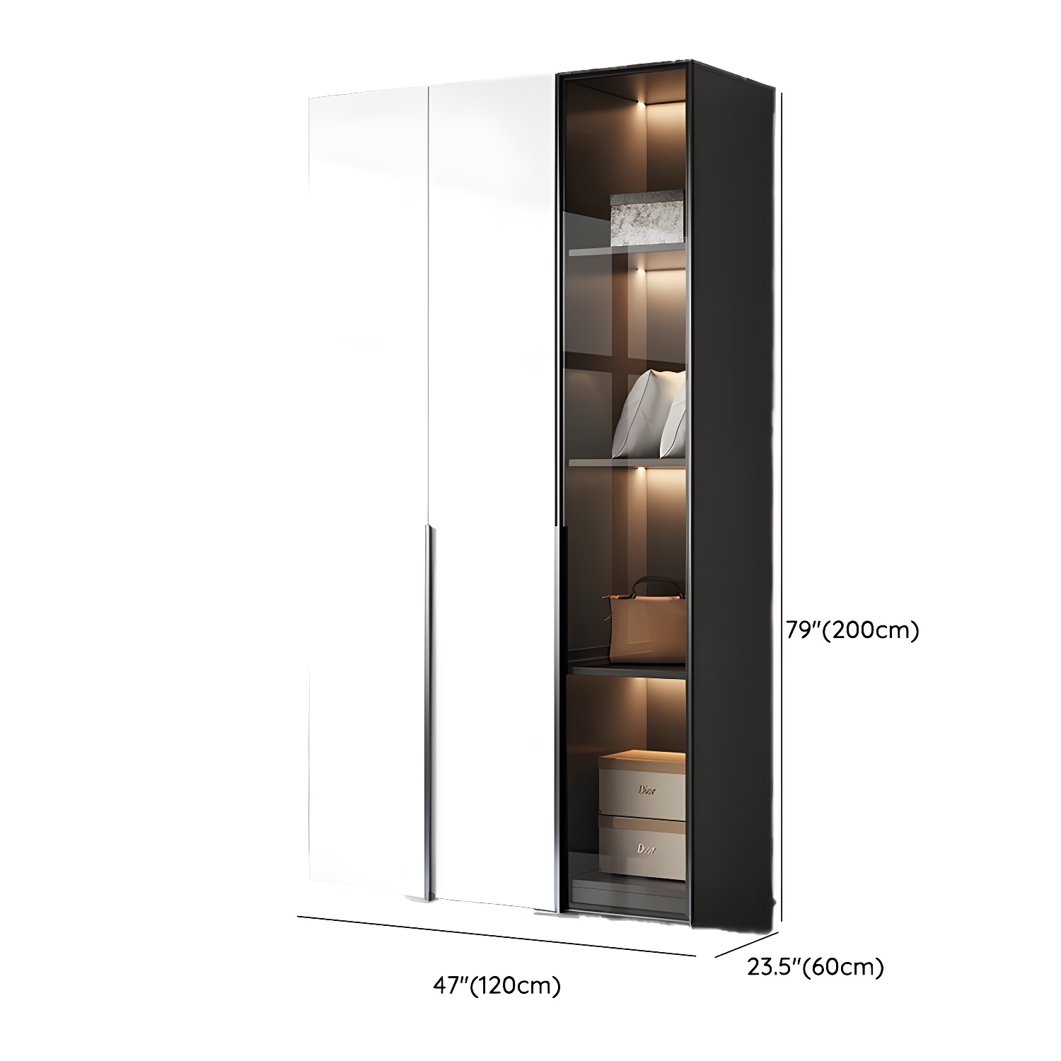 Convenient White Wardrobe Armoire with Shelves and Clothing Rod - image 13