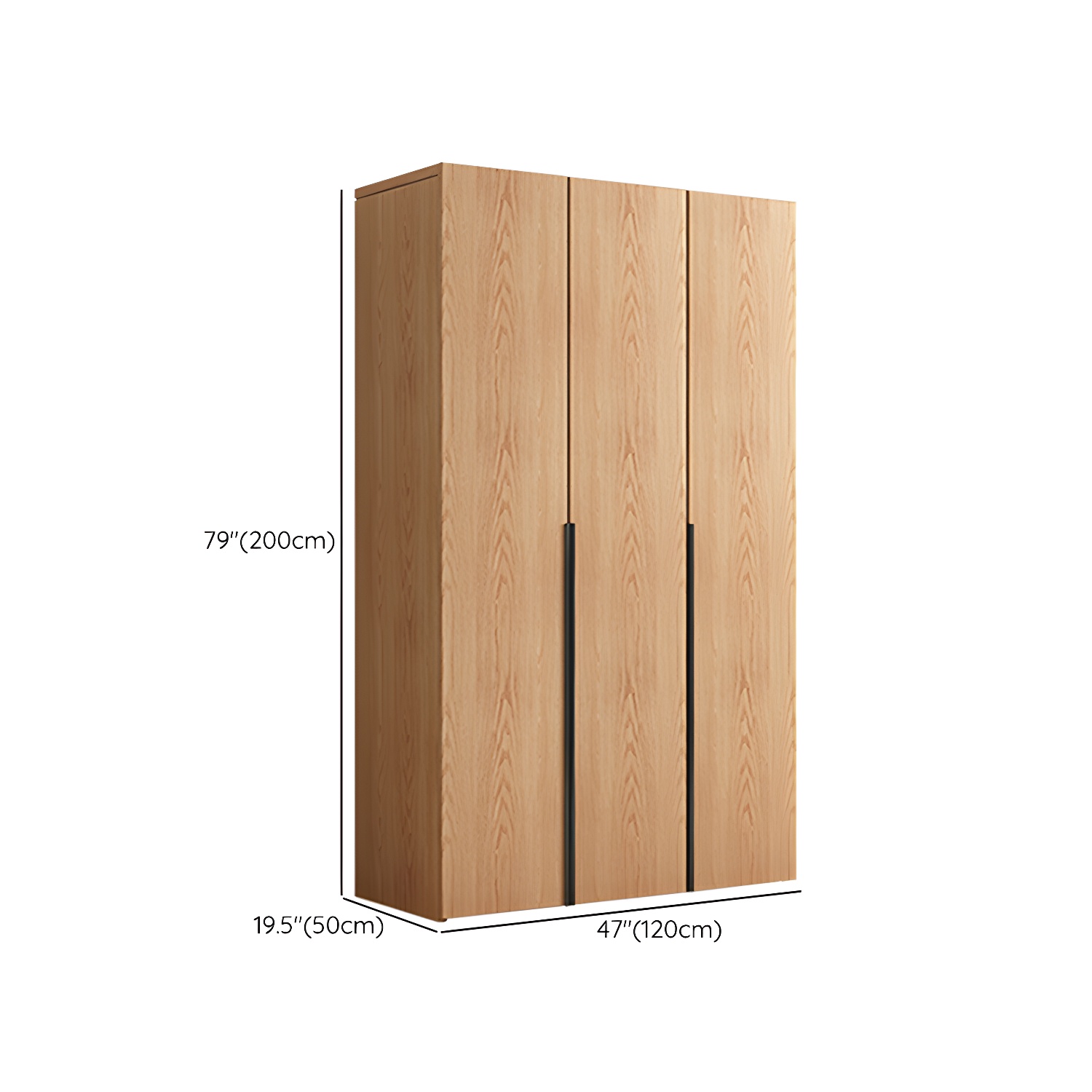 Contemporary Freestanding Natural Wardrobe Oak Solid Wood Wardrobe with Shelves - image 14