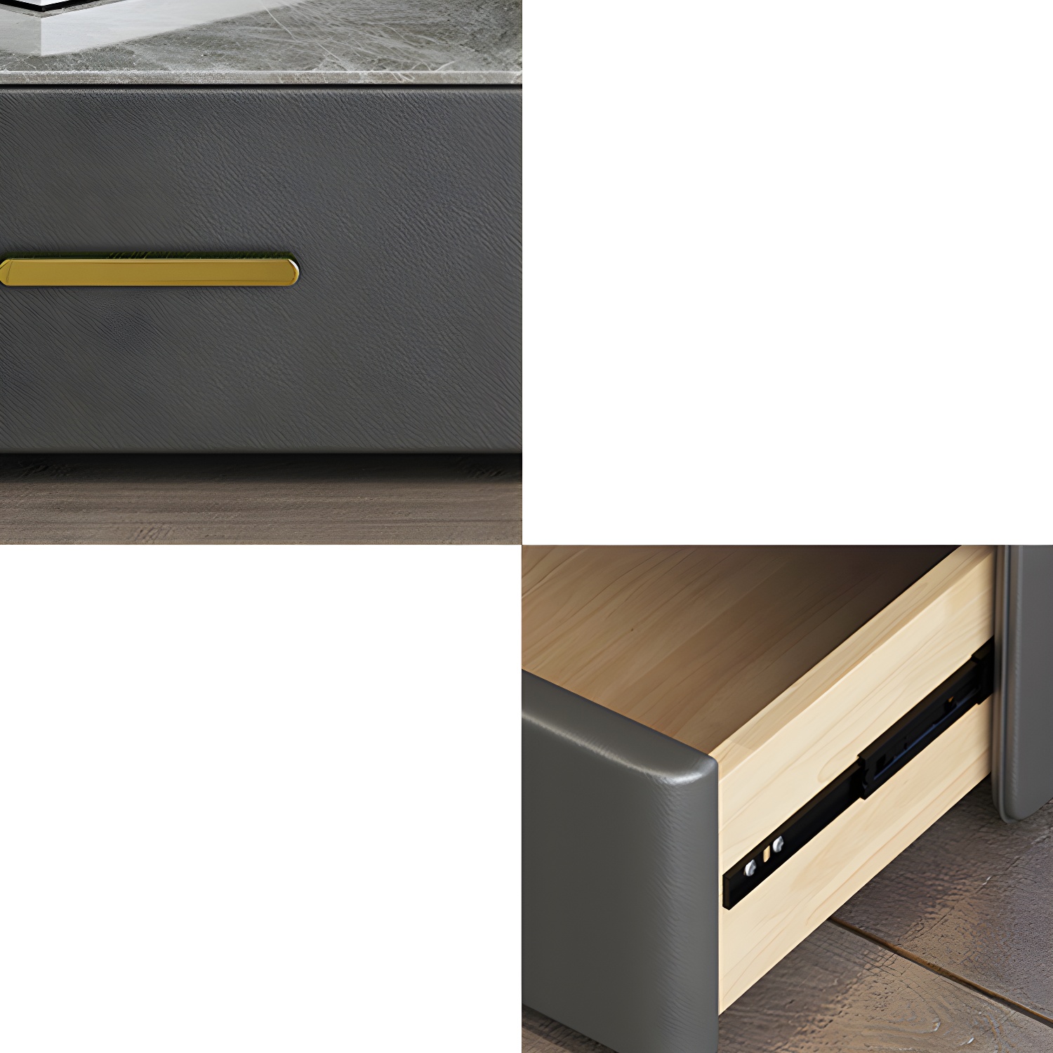 Stone Bed Nightstand Open Storage Bedside Cabinet with Drawers - image 10
