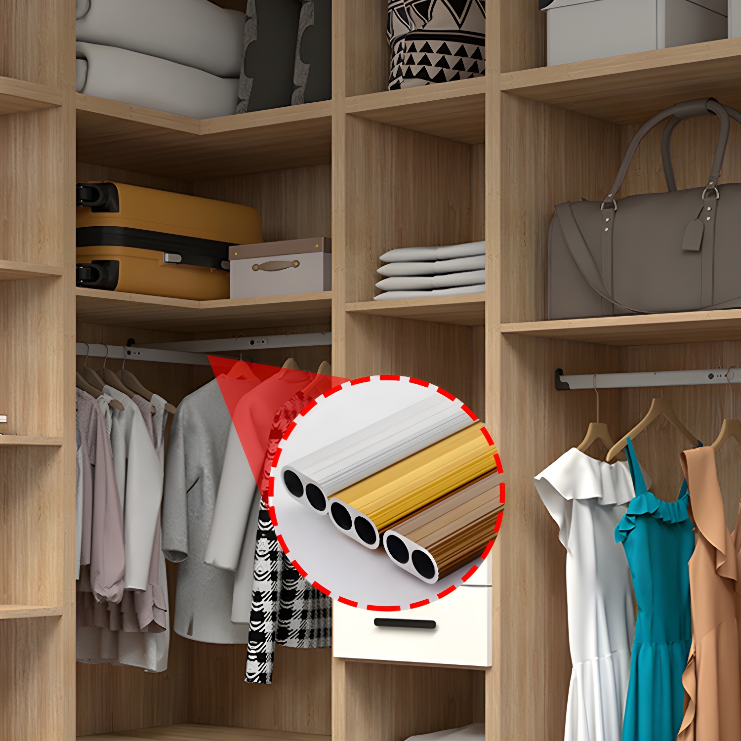 Contemporary Wooden Wardrobe Armoire 80" with Shelves & Soft Close Drawers - image 8