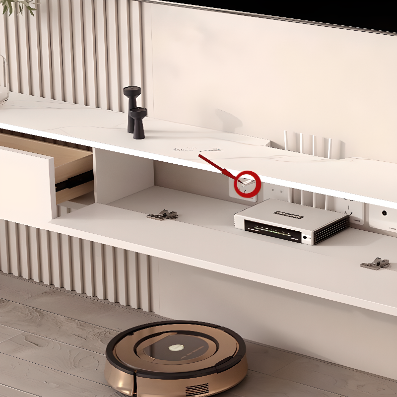 Contemporary Rectangular Wall Mounted TV Stand with Door Living Room - image 10