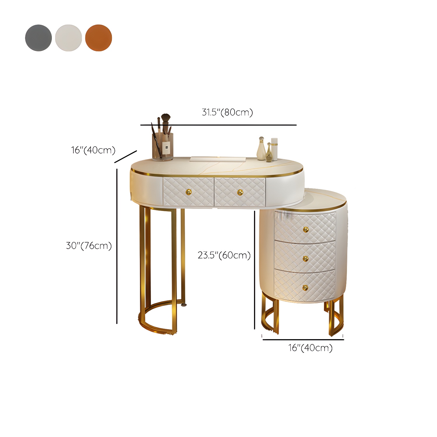 Scandinavian Wooden Vanity Dressing Table 29.9" H Bedroom Makeup Counter with Drawer - image 19