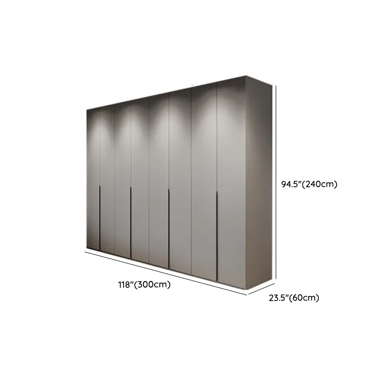 Dove Grey Minimalist Manufactured Wood Wardrobe Closet with Compartments, Soft Close Door, Interior Shelves, and Clothing Rod - image 28