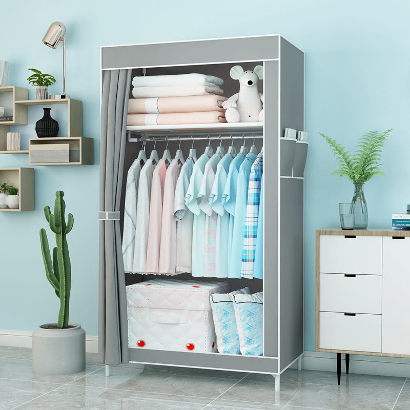 Modish Alloy Unfixed Wardrobe Closet with Interior Shelves and Clothing Rod - image 7