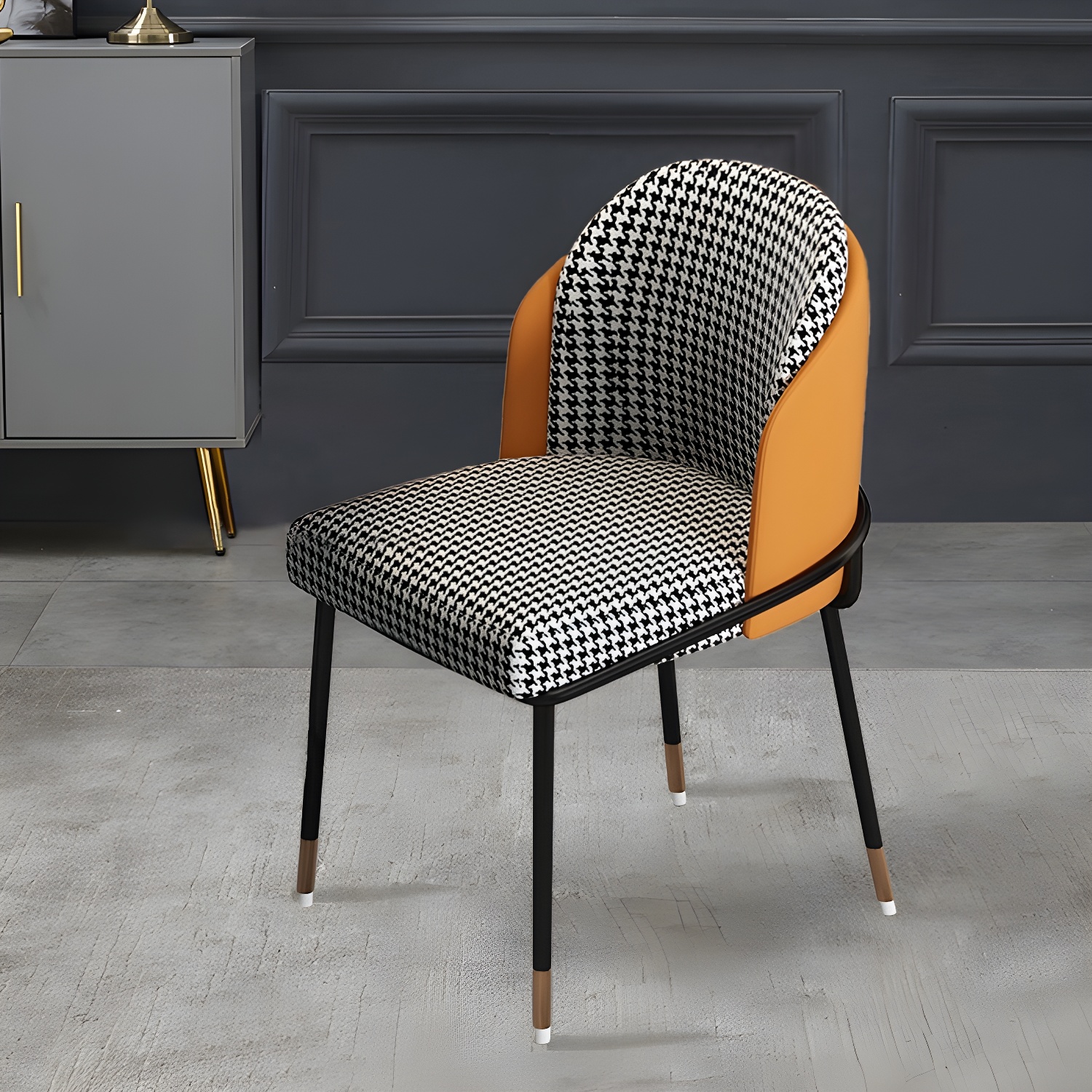 Glam Low-Back Upholstered Chair with Sleek Black Metal Legs for Kitchen & Dining - image 14