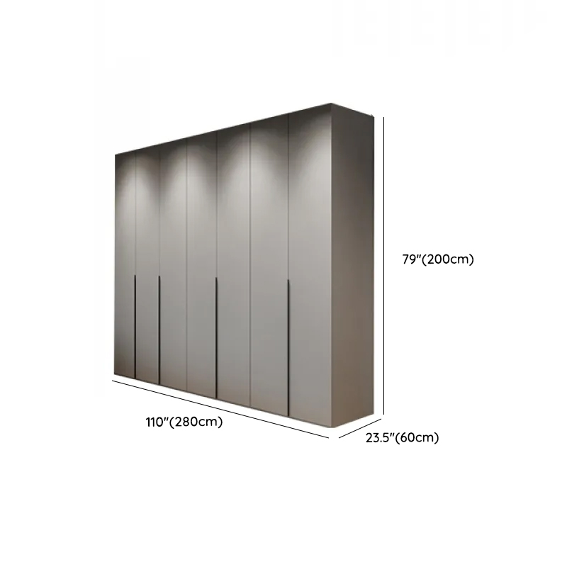 Dove Grey Minimalist Manufactured Wood Wardrobe Closet with Compartments, Soft Close Door, Interior Shelves, and Clothing Rod - image 22