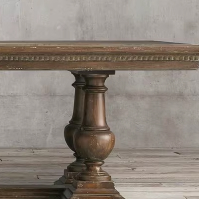 French Country Rectangle Wood Dining Table with Trestle Base, Full Assembly Needed - image 11