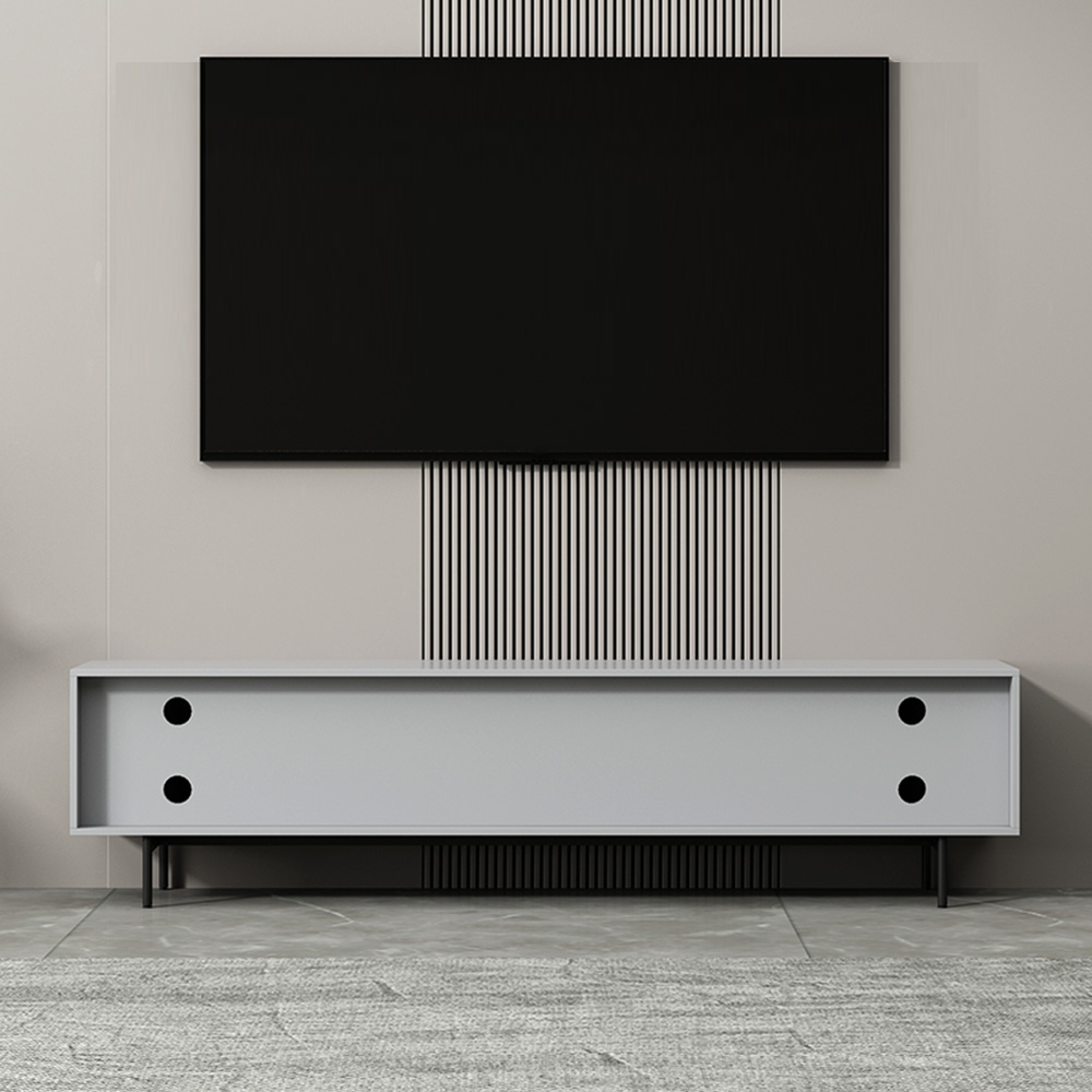 Industrial Enclosed Storage TV Stand Wooden Rectangle TV Cabinet with Splayed Legs - image 6