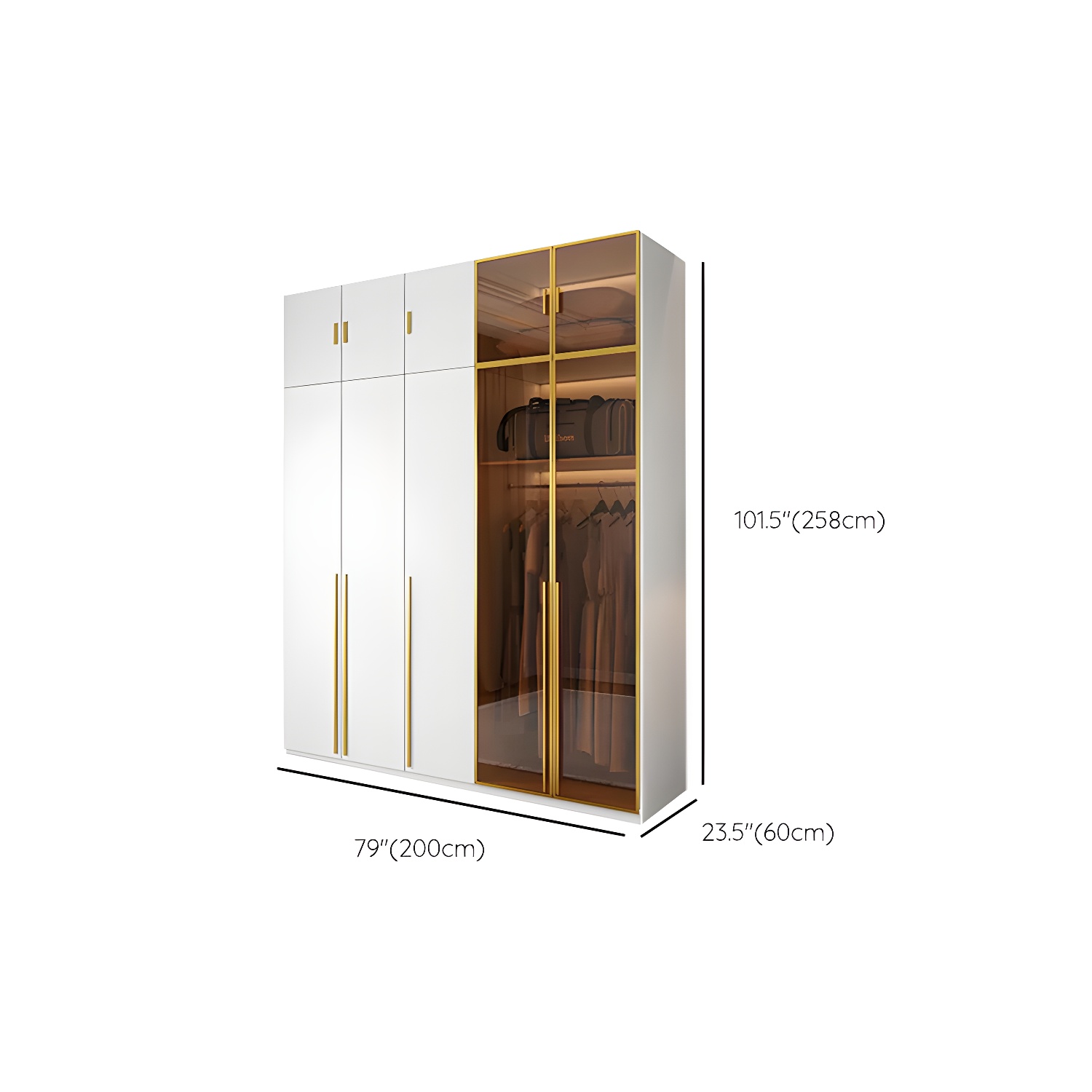 Modern White Wood Frame Wardrobe Armoire Freestanding Wardrobe with Soft Close Drawers - image 24
