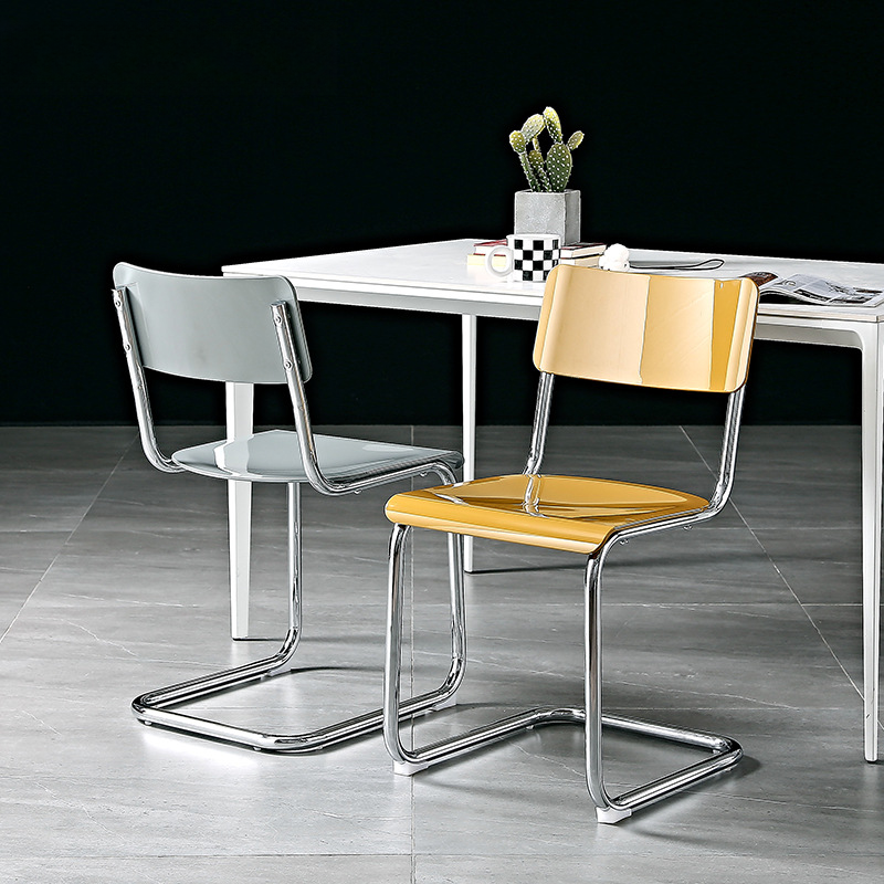 Modern Simple Style Ventilated Back Armless Chair with Metallic Alloy Legs - image 11