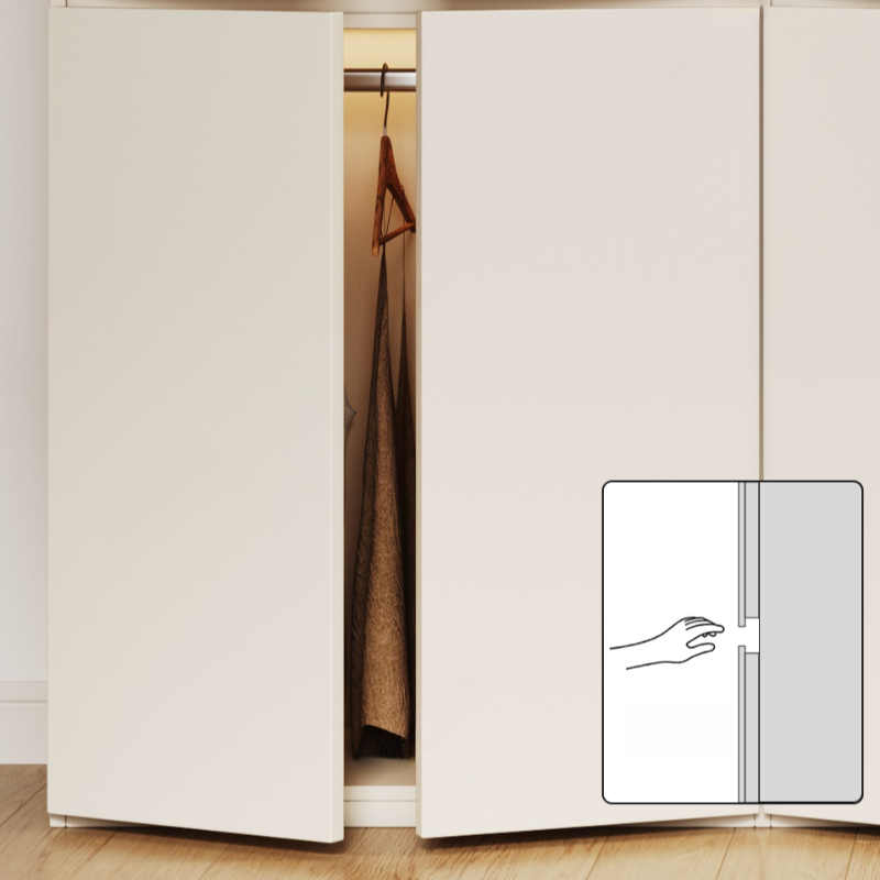 White Minimalist Manufactured Wood Independent Wardrobe Closet with Soft Close Door, Interior Shelves, and Articulated Mechanism - image 4