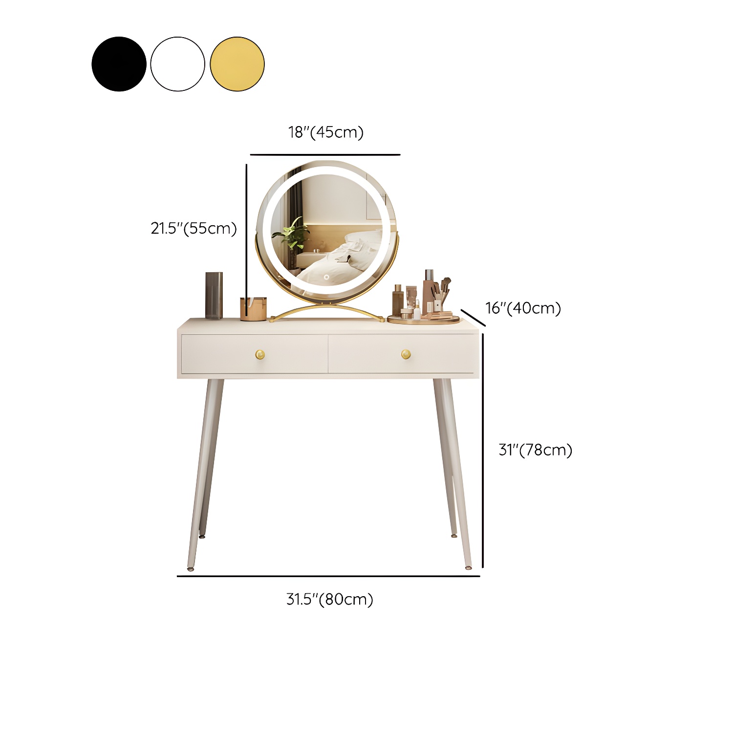 2-Drawer Vanity Tables Bedroom Makeup Vanity Desk Table with Drawer - image 21