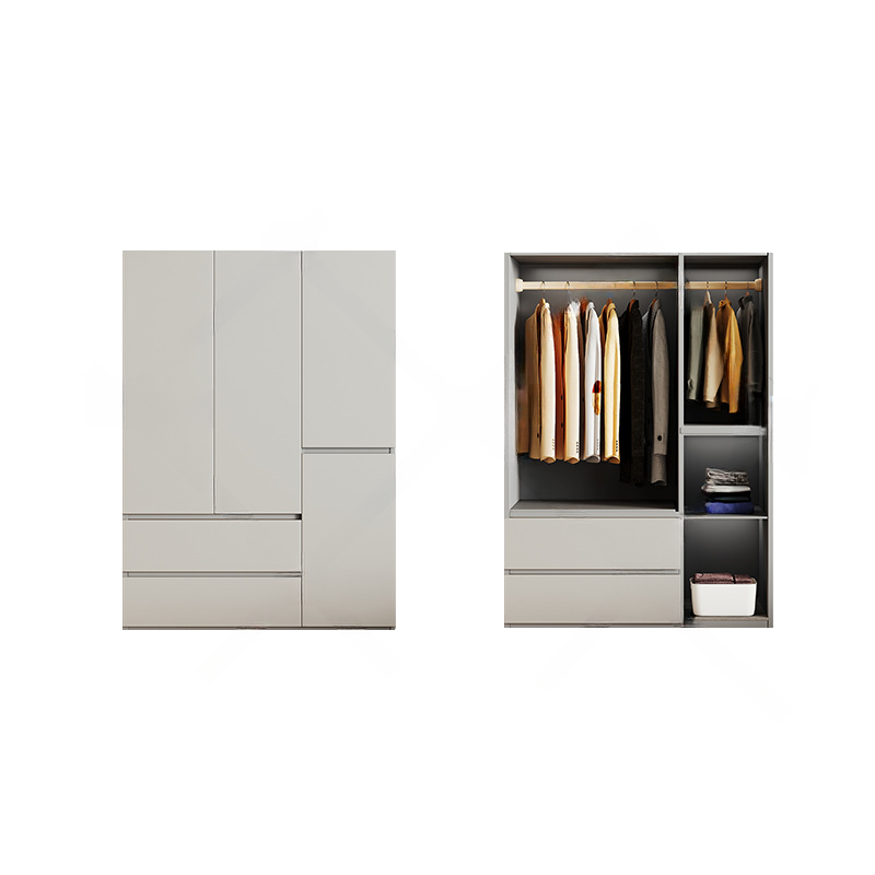 Cream Trendy Reclaimed Wood Wardrobe Armoire with Soft Close Drawer, Soft Close Door, Interior Shelves, and Clothing Rod - image 20