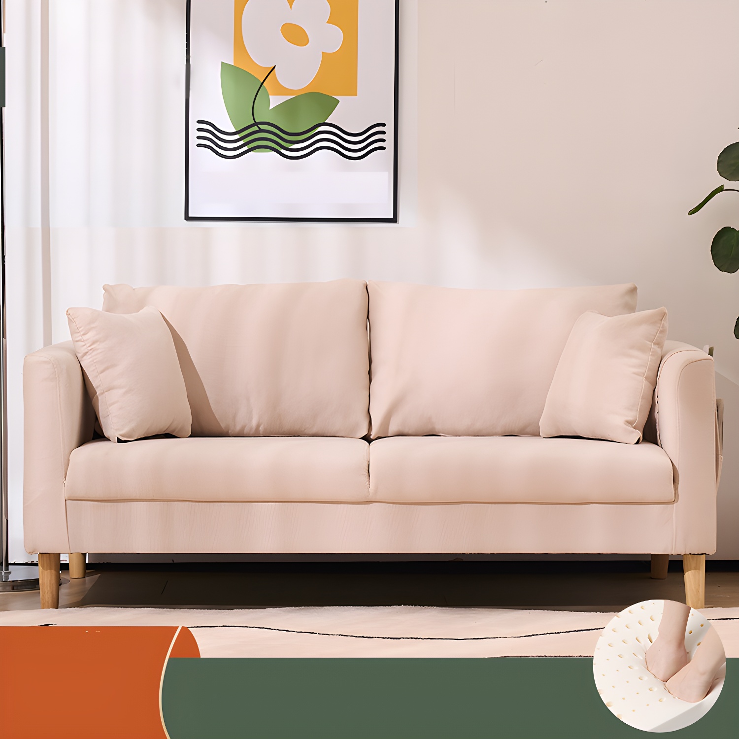 21.25" High Sofa with 2 Pillows Velvet Tuxedo Arm Sofa with Storage - image 9