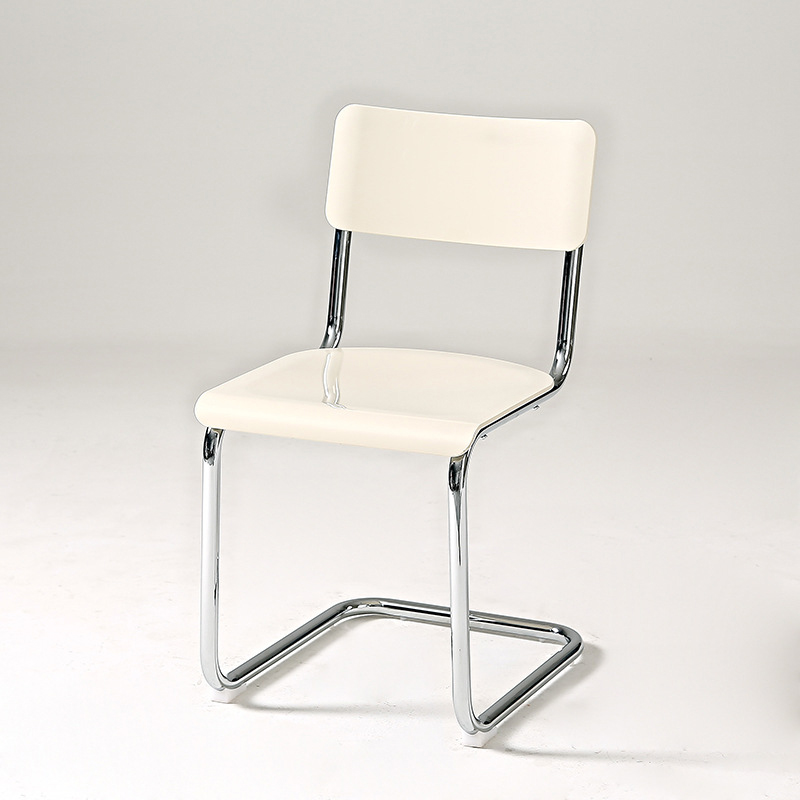 Cantilever Stable Armless Chair with Foot Pads, Open Back and Metal Base in a Modern Style - image 5