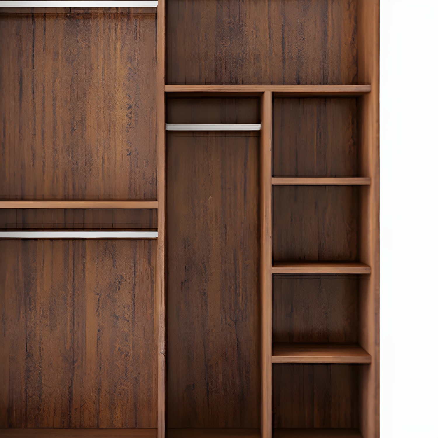 Modern Wooden Wardrobe Armoire with 3 Clothing Rods and Interior Shelves - image 6