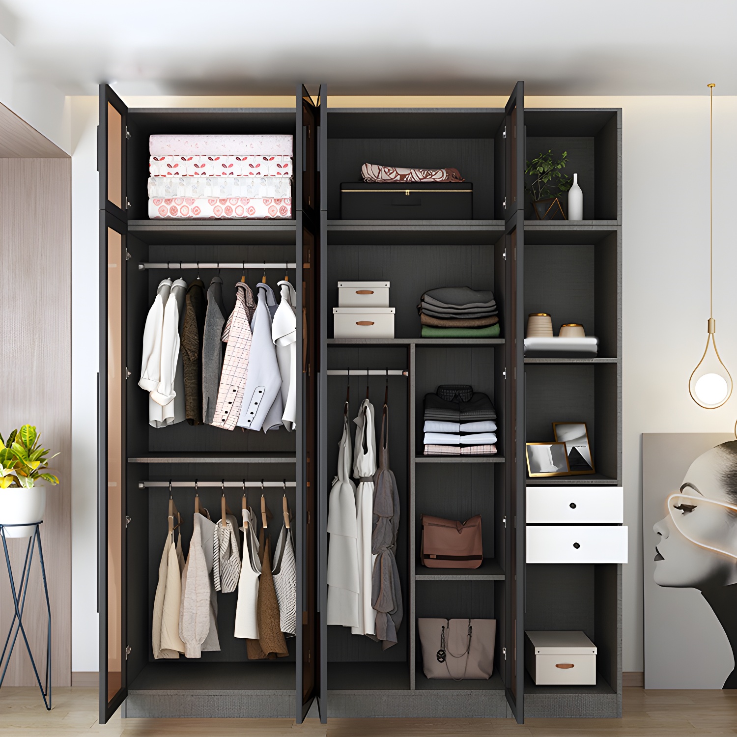 Contemporary Glass Wardrobe Soft Close Door Wardrobe Closet for Bedroom - image 11