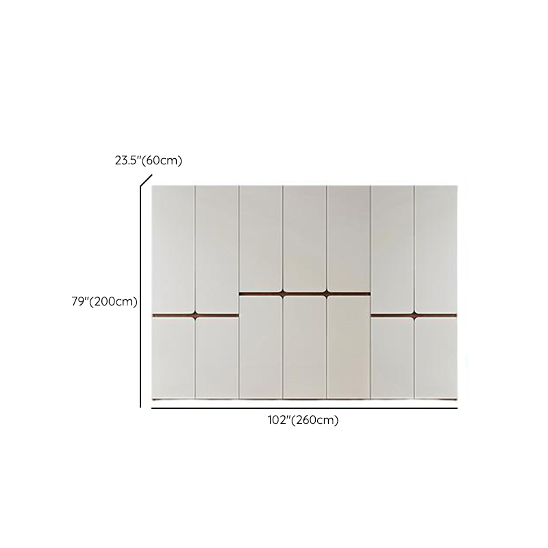 White Minimalist Manufactured Wood Wardrobe Closet with Soft Close Drawer, Soft Close Door, Interior Shelves, and Clothing Rod - image 14