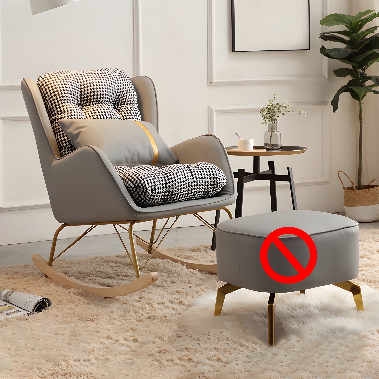 Modern Rocking Chair Metal Frame Doll Cotton Filling Spindle Rocker Chair - image 15