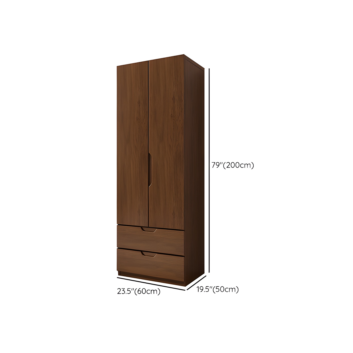 Solid Wood Wardrobe Armoire Contemporary Brown Storage Cabinet - image 10