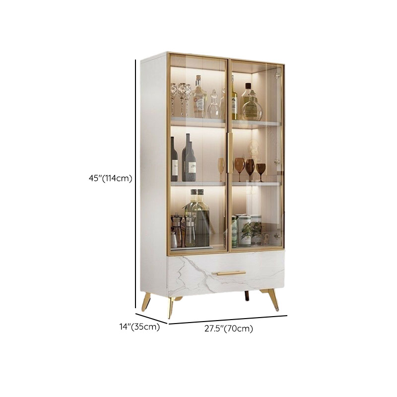 Modern-Style Glass Top Rectangular Accent Cabinet White.Drawer included, No Exterior Shelves - image 14
