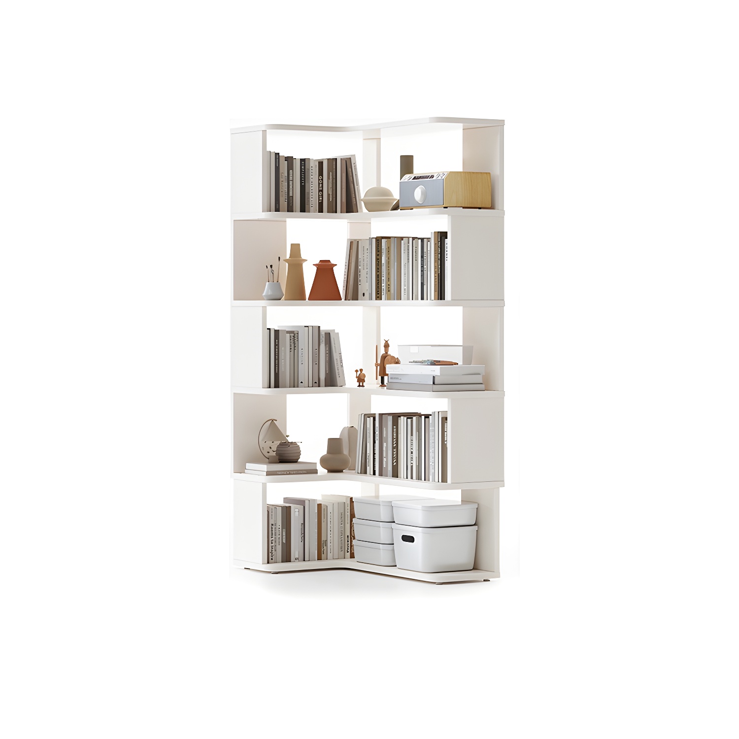 23" Wide Solid Wood Contemporary Corner Accent Chest with Shelves - image 9