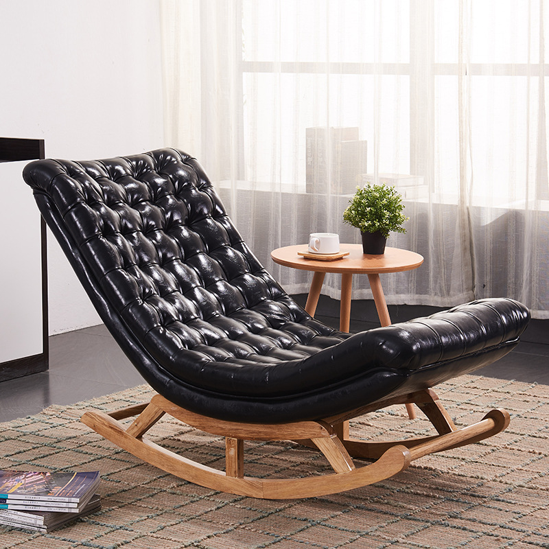 Stationary Ergonomic Rocking Chair with Rear & Ottoman, Green/Yellow/Coffee