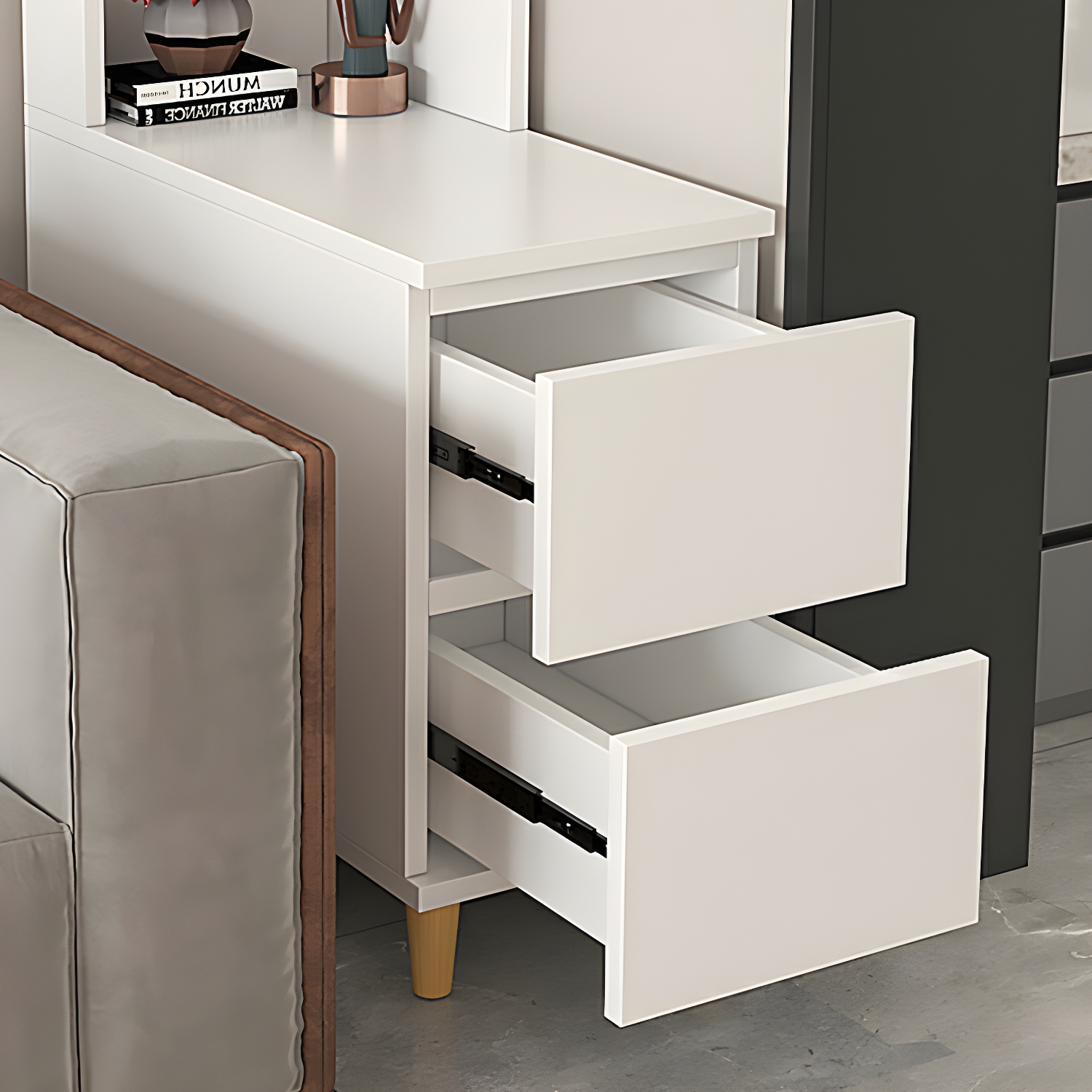 31" Wide Contemporary Corner 2 - Drawer Accent Chest with Shelves - image 10