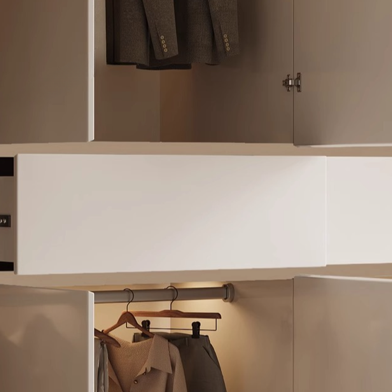 Chalk Minimalist Wood Cabinet Armoire with Soft Close Drawer and Door, Interior Shelves, and Clothing Rod - image 6