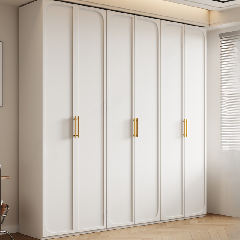 White Minimalist Wooden Wardrobe Closet with Soft Close Drawer, Soft Close Door, Interior Shelves, and Clothing Rod - image 3