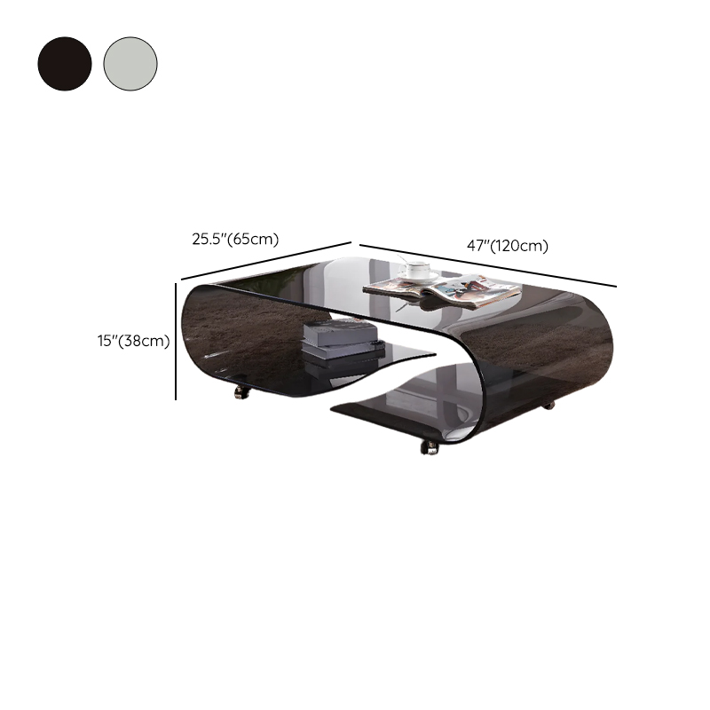 Transparent Wheel coffee table with Roller Wheels, Locker, 1 Shelf/2-Tier and Square/Square for Indoor Use - image 17